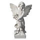 Angel with rose, composite Carrara marble statue 60 cm s1