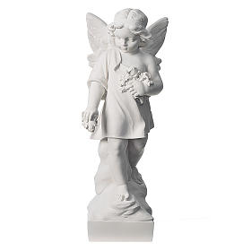Angel and flowers in Carrara reconstituted marble 23.62in