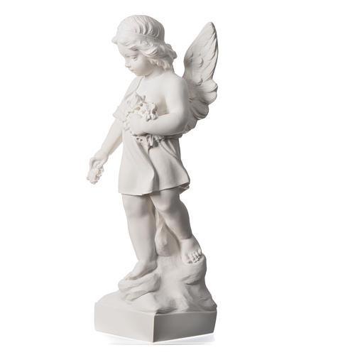 Angel and flowers in Carrara reconstituted marble 23.62in 7