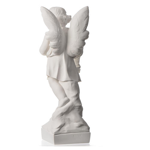 Angel and flowers in Carrara reconstituted marble 23.62in 8