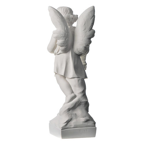 Angel and flowers in Carrara reconstituted marble 23.62in 4
