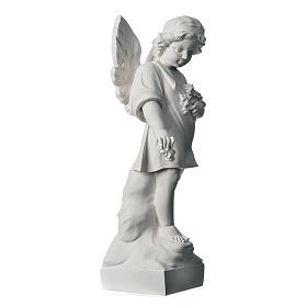 Angel and flowers in Carrara marble 23,62in