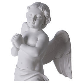 Engel auf Stein, weisser Marmor von Carrara, 60 cm