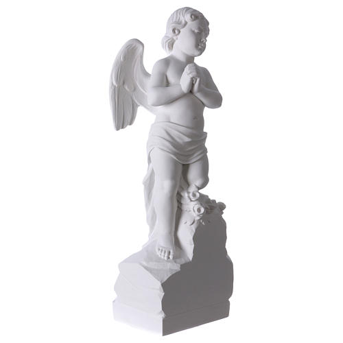Ángel sobre piedra 60cm mármol blanco 4