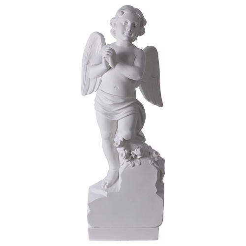 Angelo su sasso 60 cm marmo bianco 1