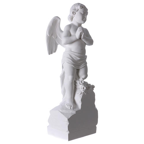 Angelo su sasso 60 cm marmo bianco 4