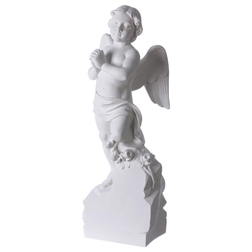 Angel on rock in white Carrara marble 23,62in 3