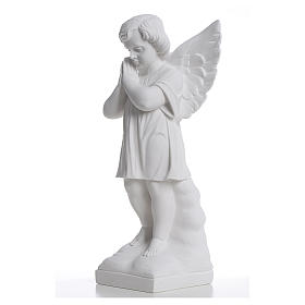 Angel with hands joined in reconstituted white marble 15,75in