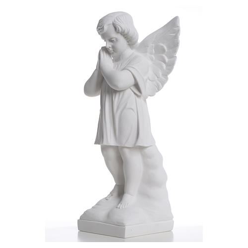 Angel with hands joined in reconstituted white marble 15,75in 6