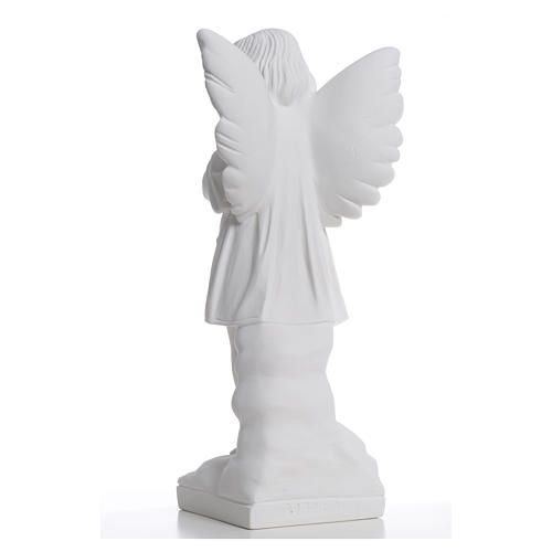 Angel with hands joined in reconstituted white marble 15,75in 7