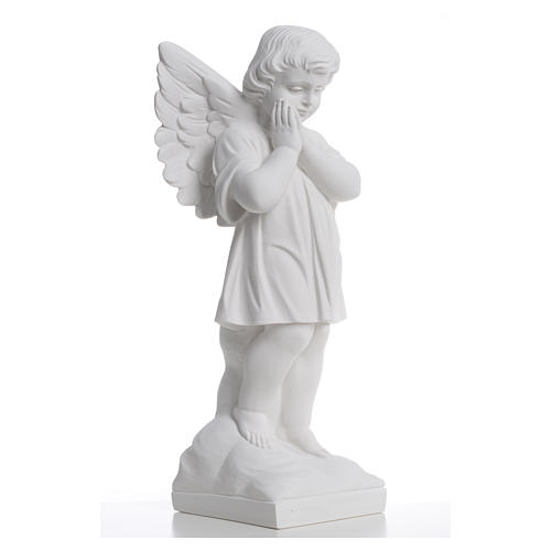 Angel with hands joined in reconstituted white marble 15,75in 8
