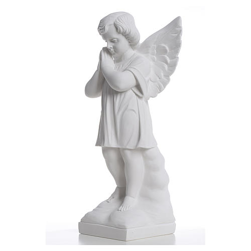 Angel with hands joined in reconstituted white marble 15,75in 2