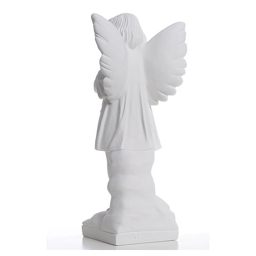 Angel with hands joined in reconstituted white marble 15,75in 3