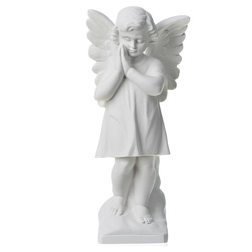 Angel with hands joined in reconstituted white marble 11,81in 1