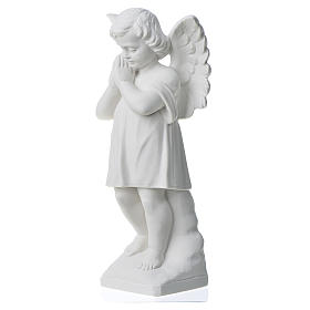 Angel with hands joined in reconstituted white marble 11,81in