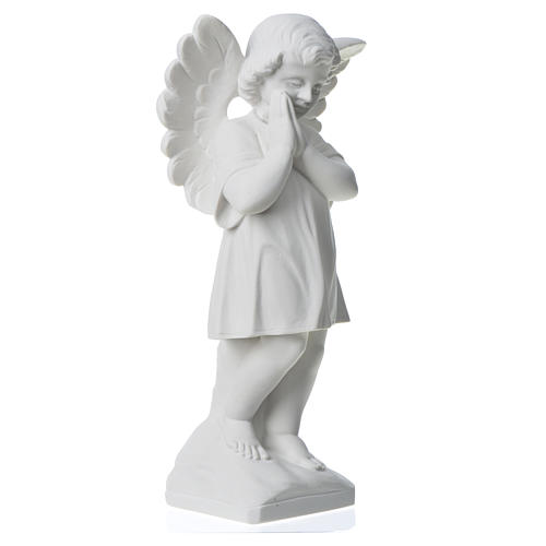 Angel with hands joined in reconstituted white marble 11,81in 7