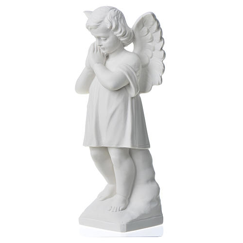 Angel with hands joined in reconstituted white marble 11,81in 2