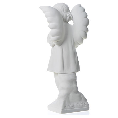 Angel with hands joined in reconstituted white marble 11,81in 4
