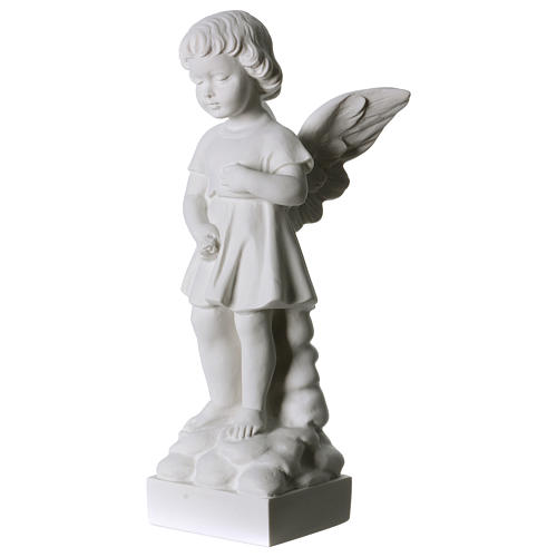 Angel and flowers in Carrara marble 30 cm 2