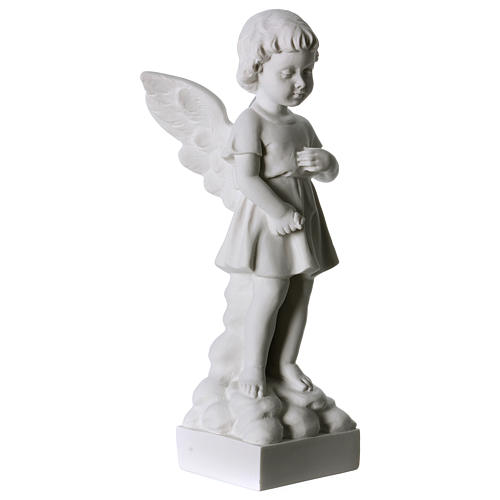 Angel and flowers in Carrara marble 30 cm 3