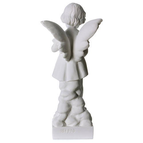 Angel and flowers in Carrara marble 30 cm 4