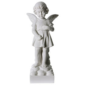 Angel and flowers in Carrara marble 30 cm