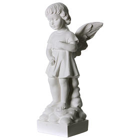 Angel and flowers in Carrara marble 30 cm