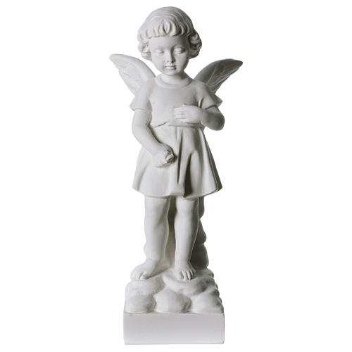 Angel and flowers in Carrara marble 30 cm 1