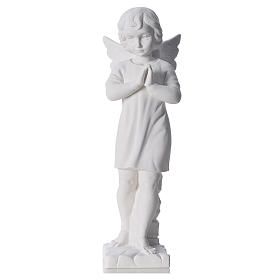 Angel with hands joined in composite white Carrara marble 45 cm