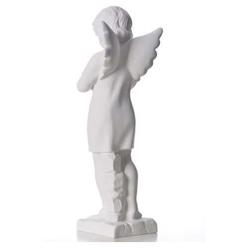 Angel with hands joined in composite white Carrara marble 45 cm 7