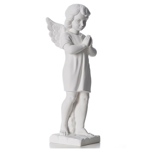 Angel with hands joined in composite white Carrara marble 45 cm 4