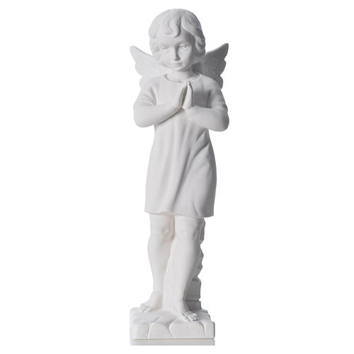Angel with hands joined in reconstituted white Carrara marble 45 cm 5