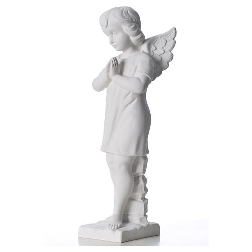 Angel with hands joined in reconstituted white Carrara marble 45 cm 6