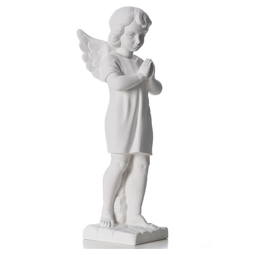 Angel with hands joined in reconstituted white Carrara marble 45 cm 8