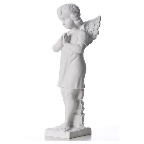 Angel with hands joined in reconstituted white Carrara marble 45 cm 2