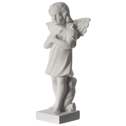 Angel with hand over heart, 30 cm reconstituted marble statue 3