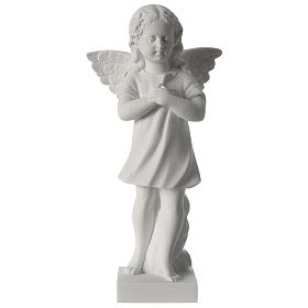 Angel with hand over heart, 30 cm reconstituted marble statue