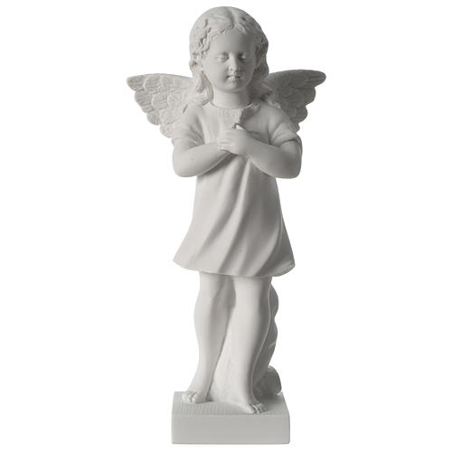 Angel with hand over heart, 30 cm reconstituted marble statue 1