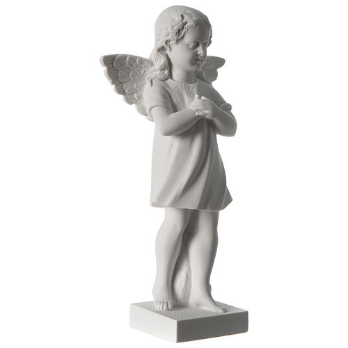 Angel with hand over heart, 30 cm reconstituted marble statue 4