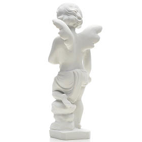 Statue extérieur Angelot marbre blanc 25 cm