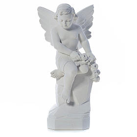 Ange assis marbre 45 cm statue extérieur
