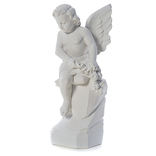 Ange assis marbre 45 cm statue extérieur 2