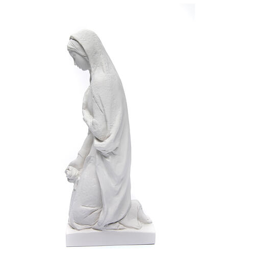 Angel with flowers and hand on heart in white Carrara marble 23, 6