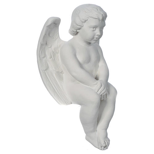 Cherub angel in composite white Carrara marble 15,75in 2