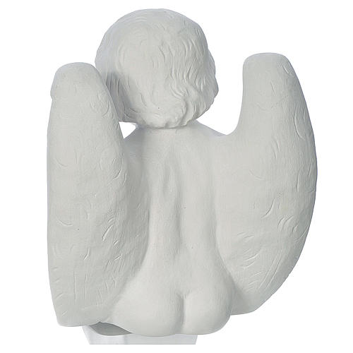 Cherub angel in composite white Carrara marble 15,75in 4