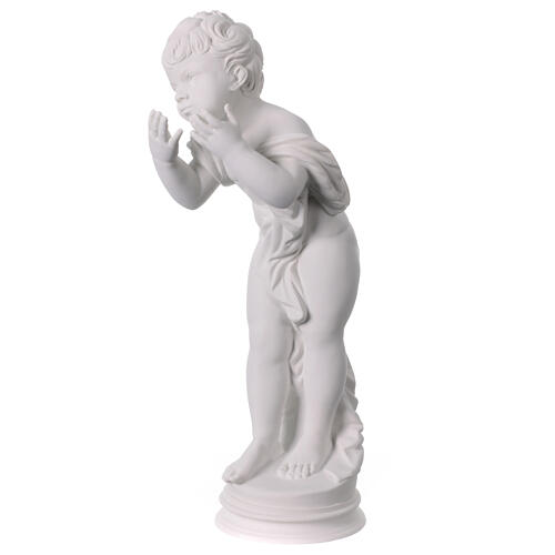 Angel blowing kiss, 43 cm reconstituted marble statue 3