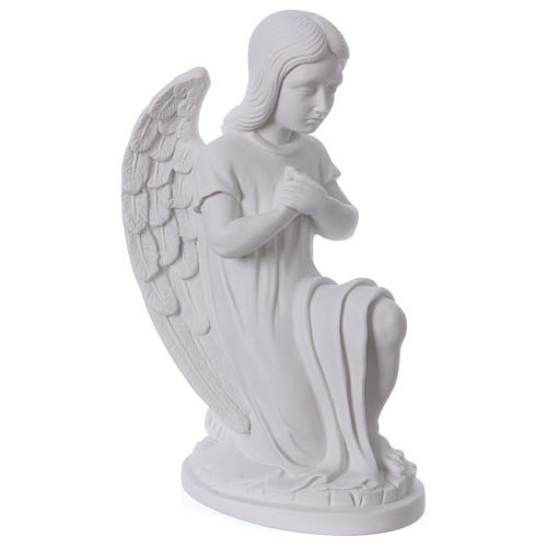 Aniołek klęczący na lewym kolanie marmur biały k 30 cm 4