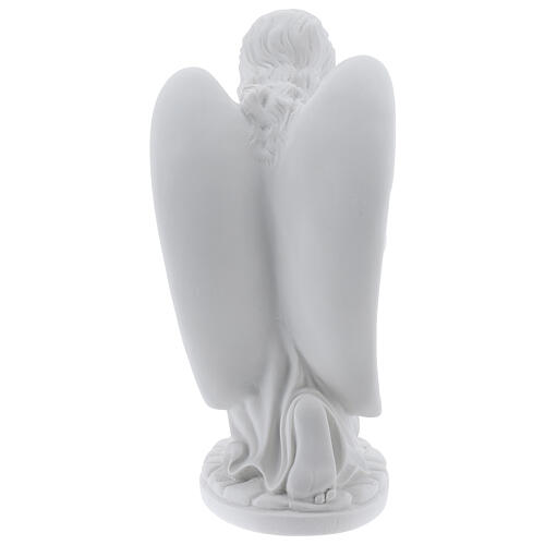 Anjo mãos no coração de joelhos lado esquerdo mármore branco de Carrara 34 cm 5
