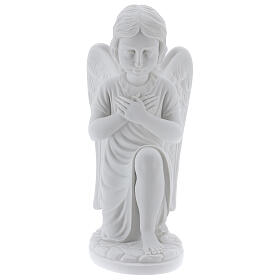 Praying angel, left, in composite white Carrara marble 13,3
