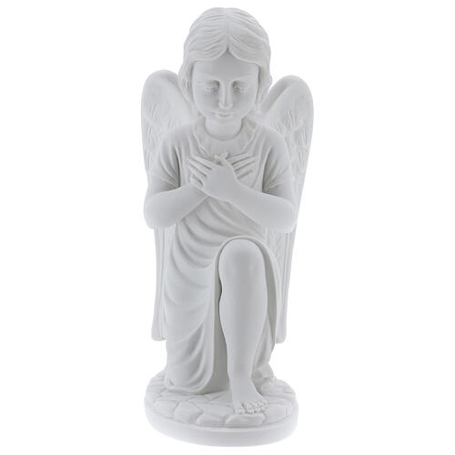 Praying angel, left, in composite white Carrara marble 13,3 1